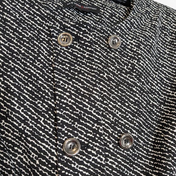 NEW YORK & COMPANY Stretch, Short Black/White Double Breasted Jacket; Size S - Picture 3 of 6